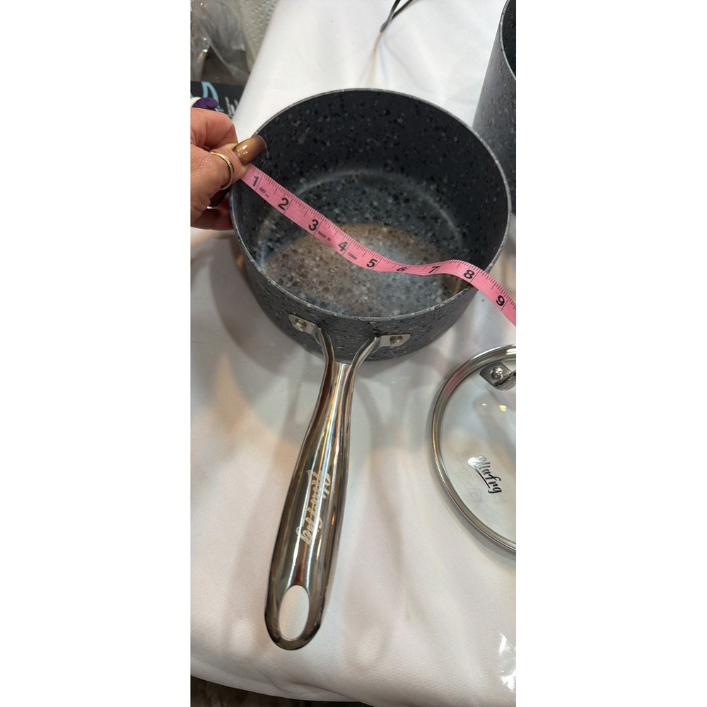 Hlafrg 6 Piece Speckle Cookware Set‎ in Black And Charcoal - Picture 9 of 11